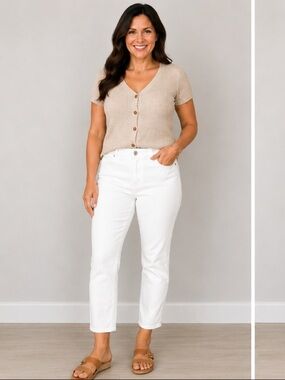Coldwater Creek White Denim Ankle Jeans Women’s Size 14 NWT Natural Fit Stretch